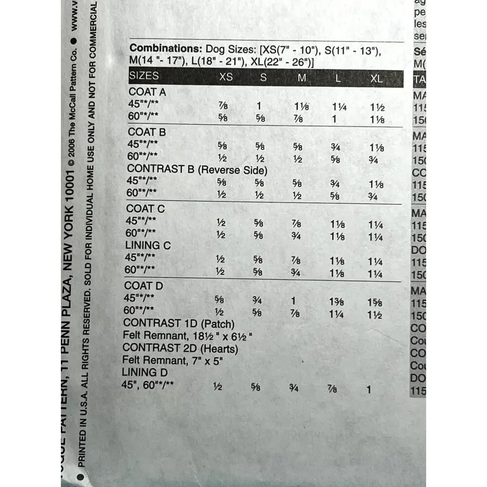 Vogue 8312 dog vest coat pattern
